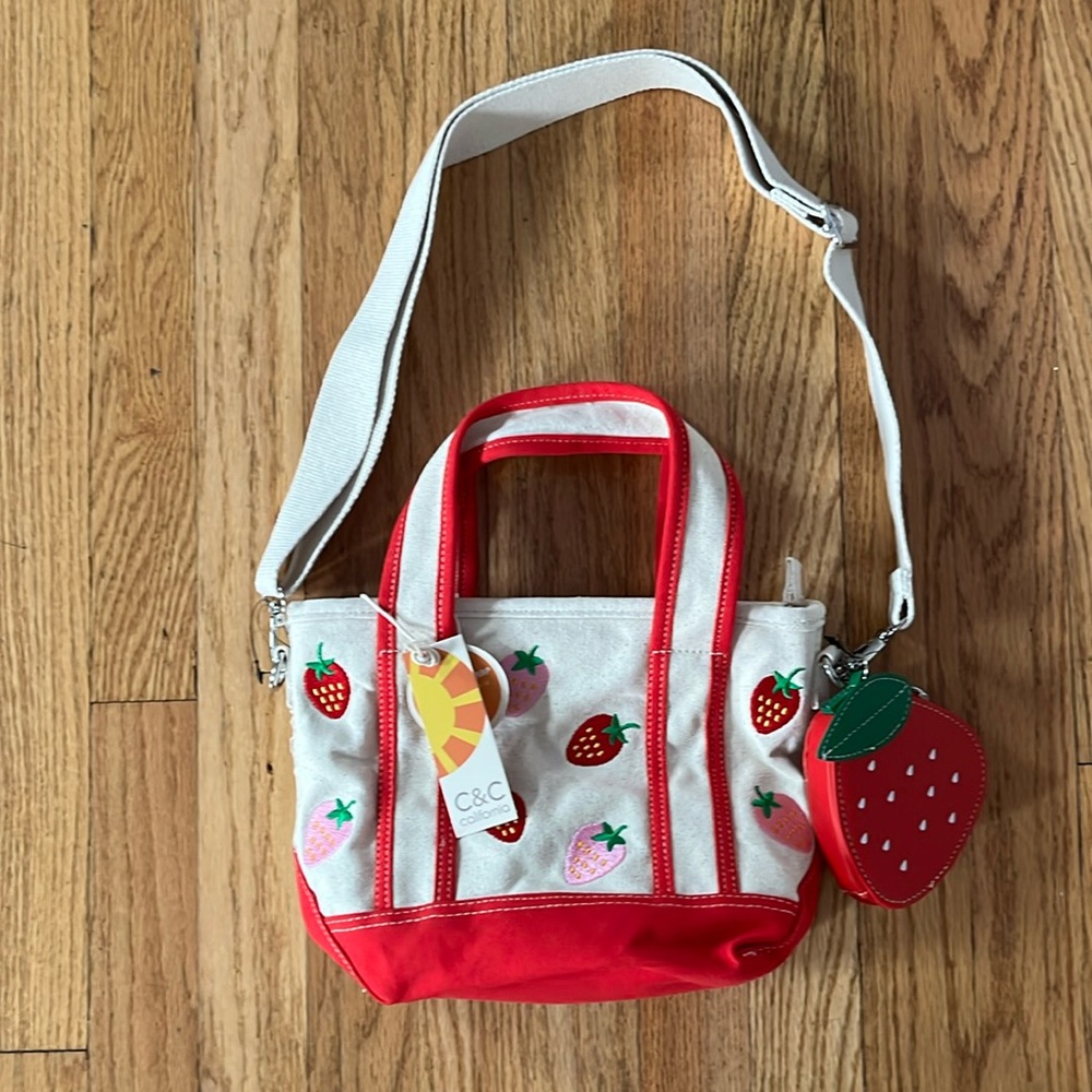 Strawberry Mini Tote With Strawberry Coin Pouch nwt